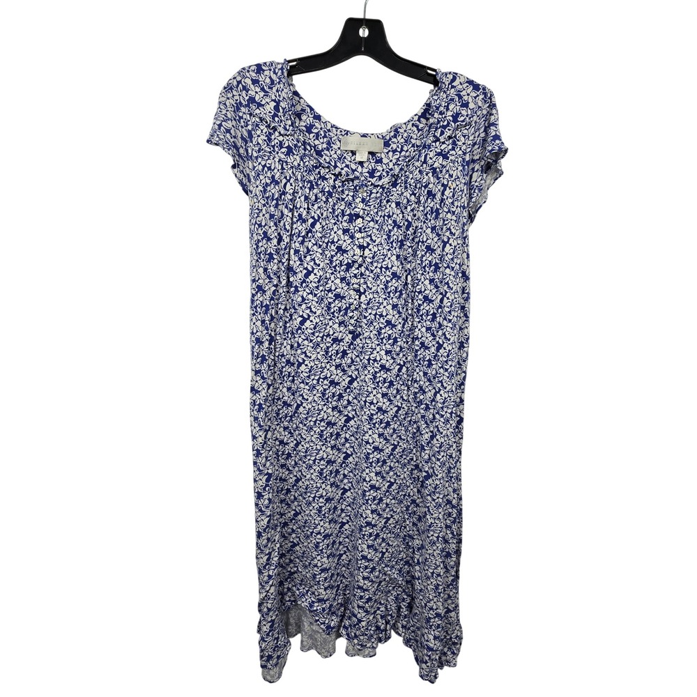 Eileen West Floral Ruffle Nightgown‎ Womens M Blue Modal Sleepwear Loungewear